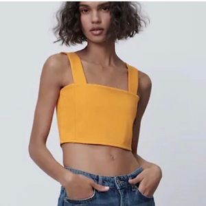 Zara Square neck Orange Crop Top. Medium